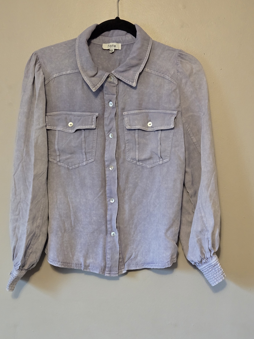 Fate Washed Lilac Button-Up Utility Shirt